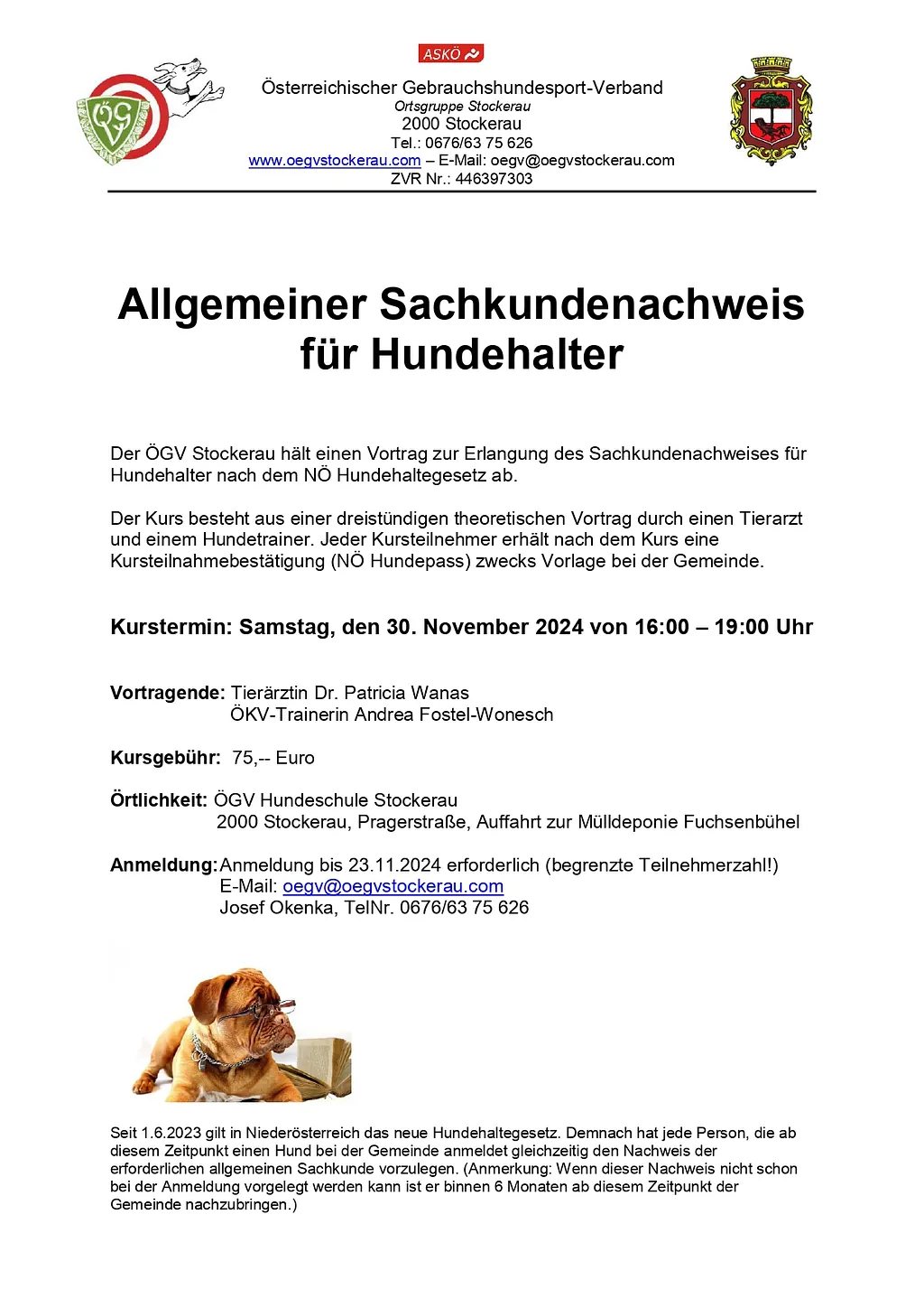 Allgemeiner Sachkundenachweis für Hundehalter Dr. Patricia Wanas